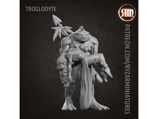 höhlenbewohner by ryzarminiaturen 28mm 32mm gefangen dnd mini miniaturen monster prinzessin rollenspiel ryzar trog tsr ttrpg opfer kriegsspiel 3d print model - Mito3D