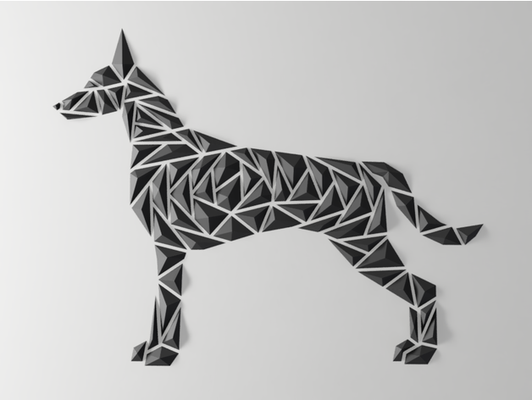 geometrisch hund mauer kunst malinois stil by abonnieren 2dart 2d tier belgier dekor dekoration geometrie zuhause haus lowpoly poly skulptur dreieck wandkunst montieren montiert 3d print model - Mito3D