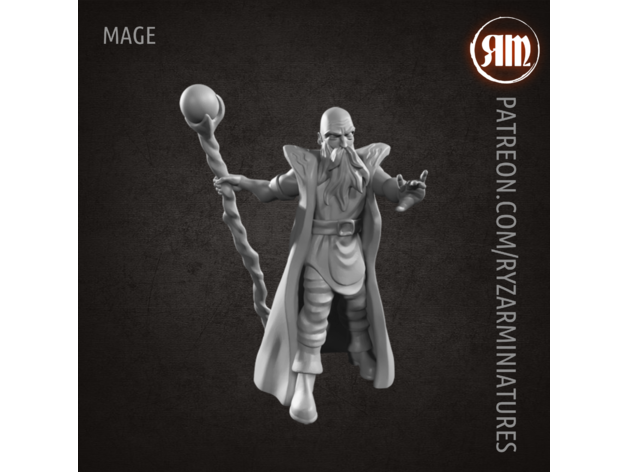 mago by miniaturas ryzar 28mm 32mm dnd magia mini miniatura rpg hechicero mesa ttrpg usuario juego guerra 3D print model - Mito3D