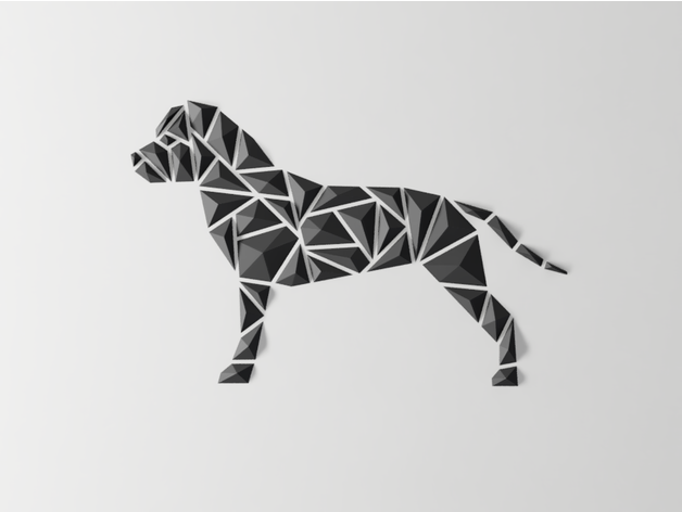 geometrisch hund mauer kunst staffy amstaff stil by abonnieren 2dart 2d tier dekor dekoration geometrie zuhause haus lowpoly poly polygon staffordshire besetzt wandkunst montieren 3D print model - Mito3D