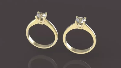 2 engagement bague diamant 3d impression modèle trio 3d print model - Mito3D