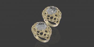 2 anillos de las raíces la impresión 3d modelo moda 3D impresión, en archivo, imprimibles 3D, diseño 3d, joyería joya oro plata platino imprimible brillante anillo diamantes sterling arte creativas naturaleza, lujo, grandes zafiro moderno 3d print model - Mito3D