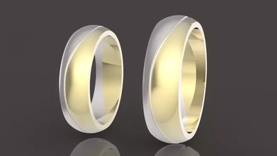 2 wedding rings set two-piece assembly 3d print model printing - threeding 3d print model - Mito3D
