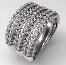 3 band dress ring 3d printing model - threeding jewelry rings pave broad 3d print model - Mito3D