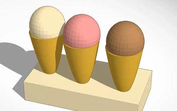 3 flavored ice creams stand 3d printing model - threeding food models cream 3d print model - Mito3D