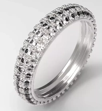 3 rangée paver bande 3d impression modèle trio bague bijoux anneaux éternité mariage 3d print model - Mito3D