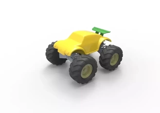 3d petit chariot monstre camion impression modèle trio voiture printemps 3d print model - Mito3D