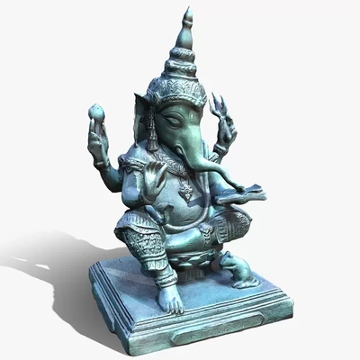 3d ganesha impresión modelo trío etiquetas antiguo figurilla escultura estatua dios dinero templo mueble deco oro diosa 3dganesha ganesh ganapati vinayaka pillaiyar india curiosidad 3d print model - Mito3D
