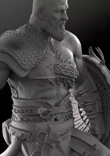 3d printed kratos sculpture printing model art statue game design fan fanart character 3d-print figure collectible gaming gamer godofwar gamingart merch 3d print model - Mito3D