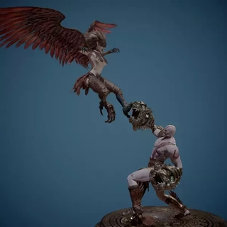 3d impresso Kratos Fénix impressão modelo arte jogos espada 3dprint esculpir luta Heróis digital batalha subir figuras fãs mito recolher choque 3d print model - Mito3D
