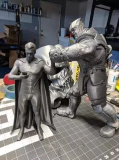 3d printed superman vs thanos model printing art sculpture fan geek superhero 3d-print collectible villain battle epic titans diorama iconic clash showdown 3d print model - Mito3D