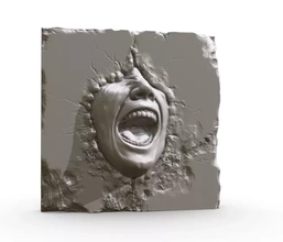 3d impresión modelo trío pared nariz boca esculpir rock 3d print model - Mito3D