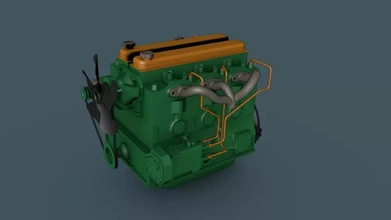 6 cylindre diesel moteur 1 16 échelle 3d impression modèle trio zil 157 wpl 3d print model - Mito3D