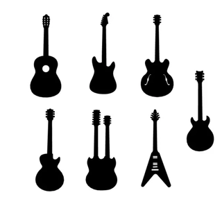 7 2d música guitarras arte 3d impressão modelo parede violão modelos 3d print model - Mito3D