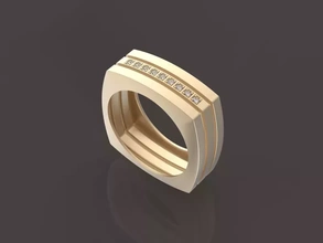 9 stones male ring 3d print model printing - threeding 3d print model - Mito3D