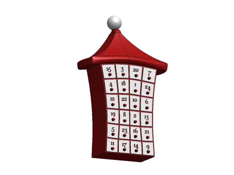 advent kalender santa hut dach 3d drucken drucken modell dreiding stichworte dekoration zuhause haus weihnachten urlaub winter claus dekor 3D print model - Mito3D