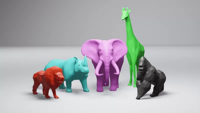 africano animal colección 3d impresión modelo trío 3D print model - Mito3D