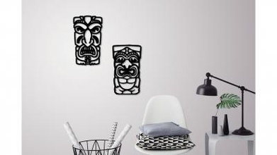 masque africain décoration murale 2 masques art 3D modèle d'impression, l'impression fichier, imprimable modèle, en de conception, d'impression 3d, d'un masque, d'afrique, du folklore, profil, le l'art, la décoration, mur, des 3d print model - Mito3D