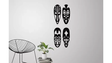 african masks 4 wall decoration 3d printing model - threeding art mask decor africa folklore profile 3d print model - Mito3D