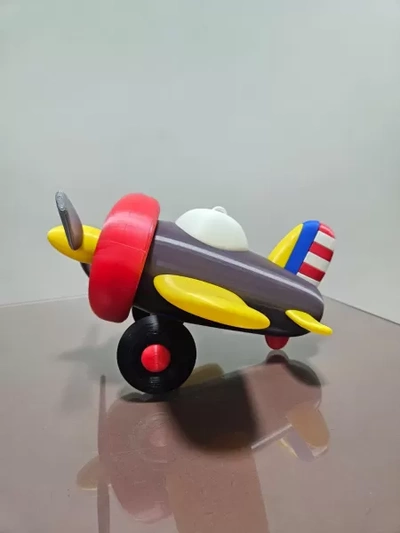 avion jouet récit 3d impression modèle trio mots clés stl multicolore réplique brinquedo 3d print model - Mito3D