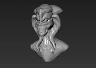 alien bust 3d printing model - threeding head sci-fi mosnter 3d print model - Mito3D