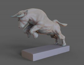 angry bull toys games & hobby 3D printing model, file, printable design, 3d print, bull, animal, attack, jump, corrida, cow, beef 3d print model - Mito3D