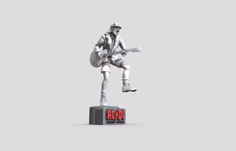 angus joven 3d impresión modelo trío estatua juguete miniatura stl figura banda guitarrista AC DC Figura acción Angus Young eder3v2 3d print model - Mito3D