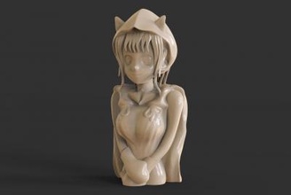 anime kız Sanat 3D baskı model dosya yazdırılabilir tasarım 3d Yazdır bust girl beautiful 3d print model - Mito3D