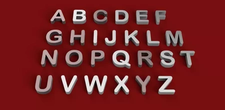 arial arrotondato font maiuscolo 3d lettere stl file stampa modello treding decorazione cartello lettera alfabeto 3dmodel 3dprint simbolo gadget testo linguaggio 3dletter 3d print model - Mito3D