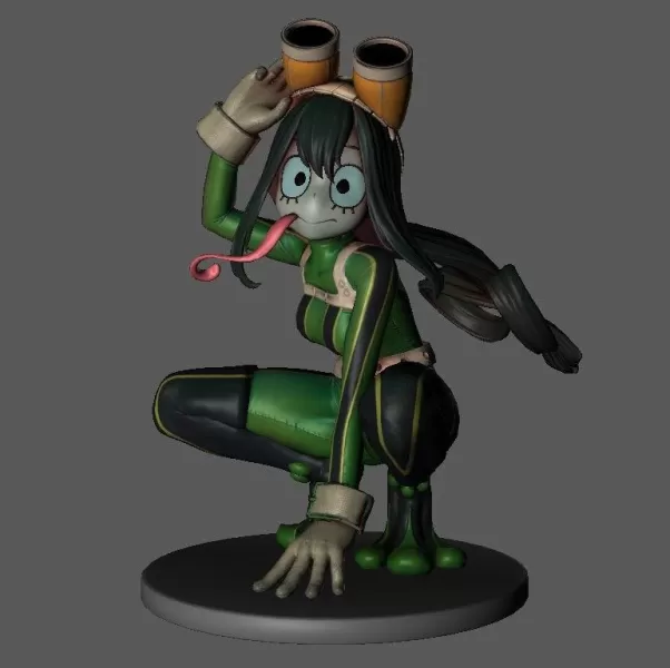 Asui Tsuyu 3d Stampa modello stampa stampabile anime fan art geek 3dprinting 3dmodel 3dprint figura manga cosplay oggetti collezione cultura pop design personaggio otaku myheroacademia 3D print model - Mito3D