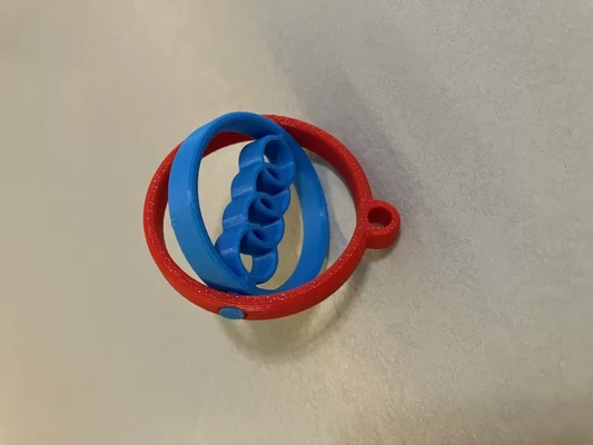 audi llave anillo flexible rotativo impresión in sitio llavero 3d modelo trío etiquetas cadena gancho multicolor 3d print model - Mito3D