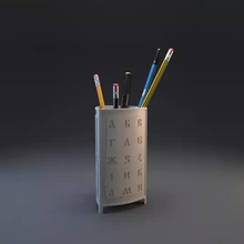 azbouka crayon titulaire soutien 3d impression modèle trio Bureau cyrillique alphabet 3d print model - Mito3D