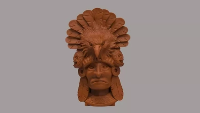azteco testa 3d stampa modello treding scultura statua maya Messico cultura 3d print model - Mito3D