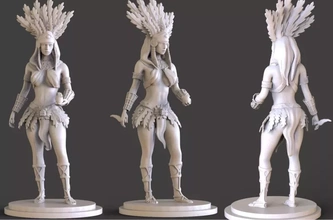 asteca mulher 3d impressão modelo trio escultura menina sexy mexicano nativo 3d print model - Mito3D