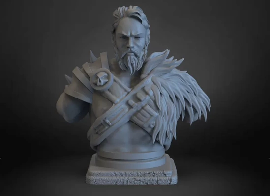 bárbaro busto 3d impresión modelo trío etiquetas escultura estatua hombre hacha masculino personaje fuerte vikingo 3d print model - Mito3D
