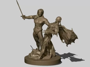 bárbaro escultura 3d impresión modelo trío 3d print model - Mito3D