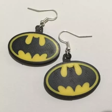 batman emblem earrings 3d printing model - threeding jewelry jewellery comics dccomics darkknight 3d print model - Mito3D