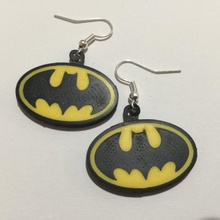 batman emblem earrings fashion 3D printing model, file, printable design, 3d print, Batman,DCComics,Comics,DarkKnight,Earrings,Jewellery,Jewelry 3d print model - Mito3D