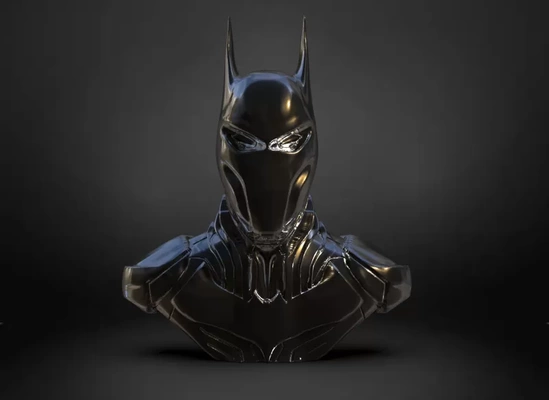 batman futuro busto 3d impresión modelo trío etiquetas cómic murciélago superhéroe héroe 3d print model - Mito3D
