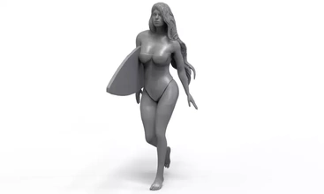 praia menina 3d impressão modelo trio mulher sexy 3d print model - Mito3D