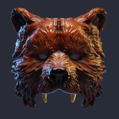 oso máscara 3d impresión modelo trío etiquetas víspera santos disfraz cosplay druida licántropo 3d print model - Mito3D