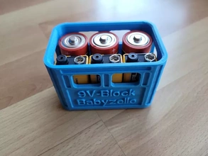 Bière Caisse batterie boîte 9v bloquer + bébé cellules empilable 3d impression modèle trio storage box 3d print model - Mito3D