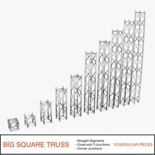 big square truss 007 other things 3D printing model, file, printable design, 3d print, truss, girder, beam, broadcast, steel, metal, construction, support, structure, building, construct, piece, roof, wall, industrial, architecture, part, stage, exhibition, television 3d print model - Mito3D
