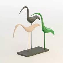 pássaros deco 3d impressão modelo trio ferro arte estatueta pêssego Preto aço decorativo imprimível único verde cinzento 3d print model - Mito3D