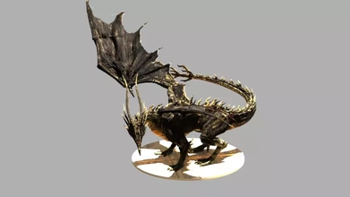 noir dragon Kalameet sombre âmes 3d impression modèle trio dinosaure jouet Jeu imprimable créature fantaisie personnage 3dprintable lowpoly lézard sombres jeu d'ombre sang 3d print model - Mito3D