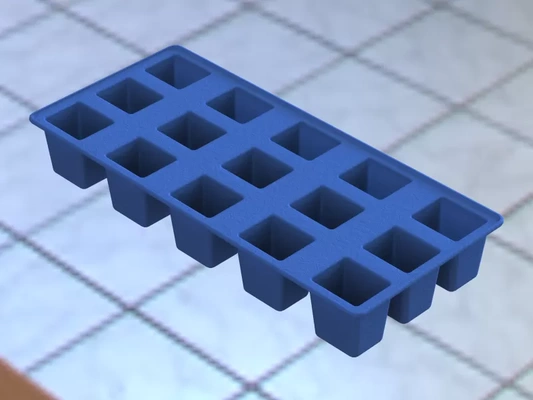 blu plastica ghiaccio cubo vassoio 3d stampa modello treding tag casa cucina utensili cenare acqua standard mobilia muffe gadget cubi accessori vassoi 3d print model - Mito3D