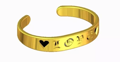 bracelet love 3d printing model - threeding bijoux 3d print model - Mito3D