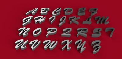 brush script font uppercase 3d letters stl file toys games & hobby 3D printing model, file, printable design, print, 3dletter, 3dletters, type, decoration, words, other, gadgets, agency, fonts, language, sign, symbol, letter, stlfile, 3dmodel, 3dprint, alphabet, letters, font, text 3d print model - Mito3D