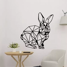 coniglietto murale 2d arte 3d stampa modello treding decorazione parete animale geometria selvaggio coniglio geometrico illusione 3d print model - Mito3D