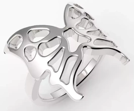 papillon conception bague 3d impression modèle trio bijoux anneaux unique belle plaine 3d print model - Mito3D